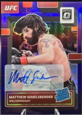 Matthew Semelsberger 2023 Panini Donruss Optic UFC Base Rated Rookies Signatures #101 Gold Vinyl