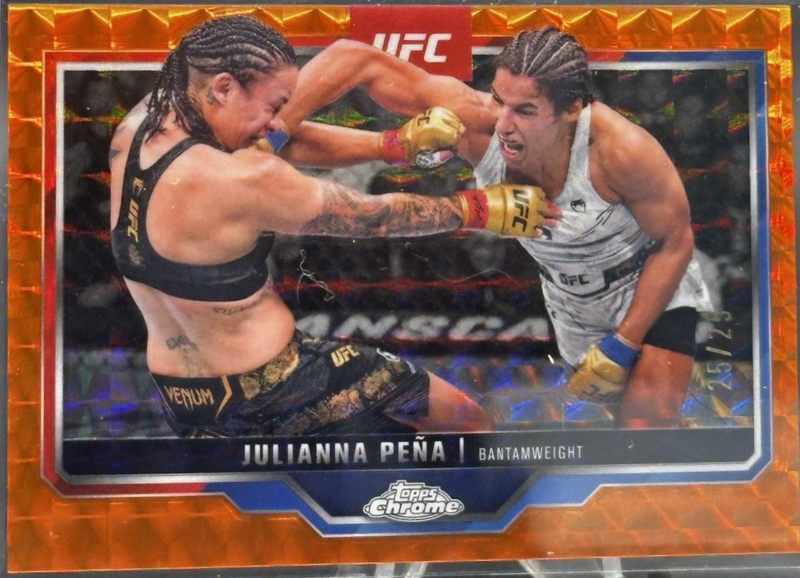 Julianna Peña 2025 Topps Chrome UFC Base #142 Orange Geometric Refractor