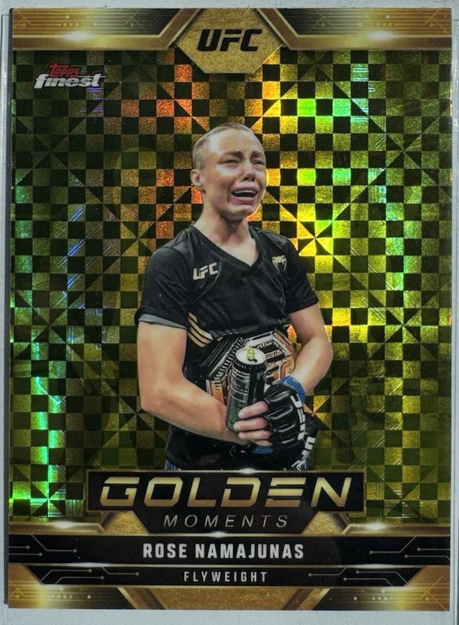 Rose Namajunas 2025 Topps Finest UFC Golden Moments #GM-10 Checkerboard Refractor
