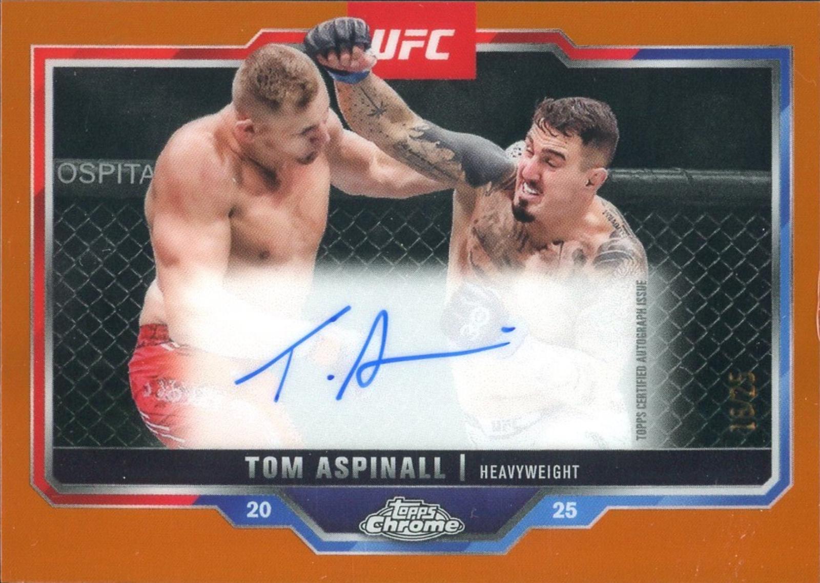 Tom Aspinall 2025 Topps Chrome UFC Chrome Veteran Autographs #CVA-TA Orange Refractor