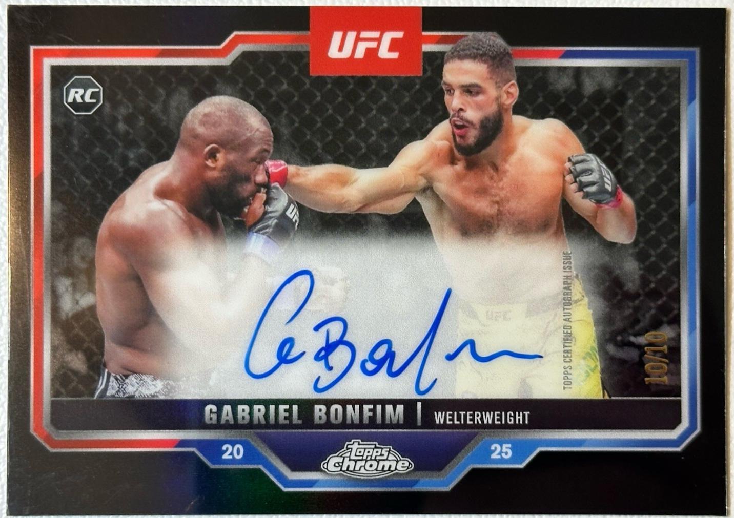 Gabriel Bonfim 2025 Topps Chrome Sapphire UFC Chrome Rookie Autographs Sapphire #CRA-GB Black Sapphire