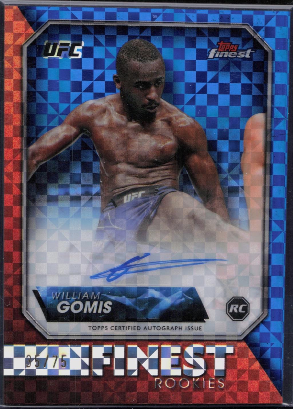 William Gomis 2024 Topps Finest UFC Rookie Finest Autographs #RFA-WG Blue Checkerboard Refractor