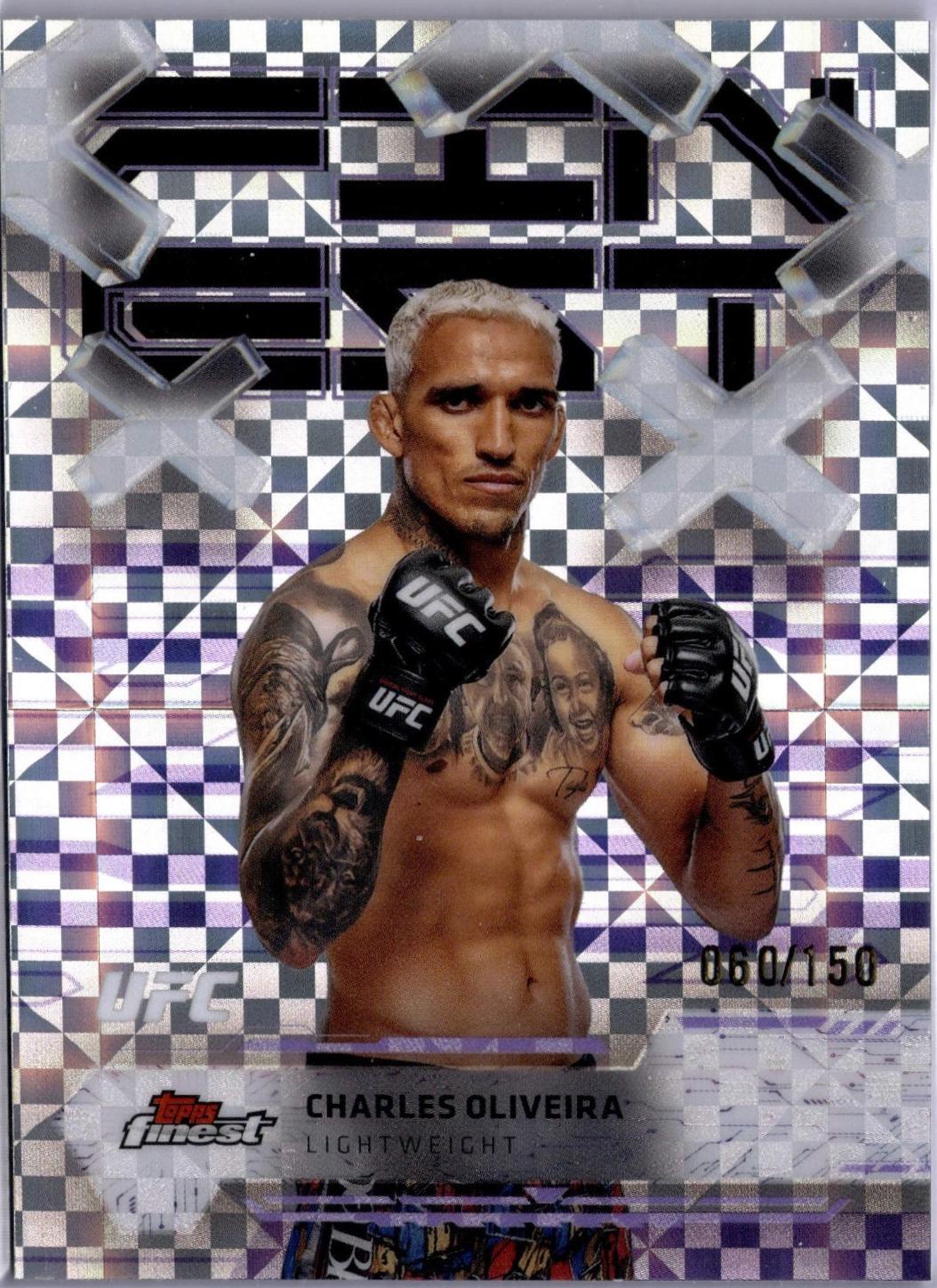 Charles Oliveira 2025 Topps Finest UFC Base Common #85 Purple Checkerboard Refractor
