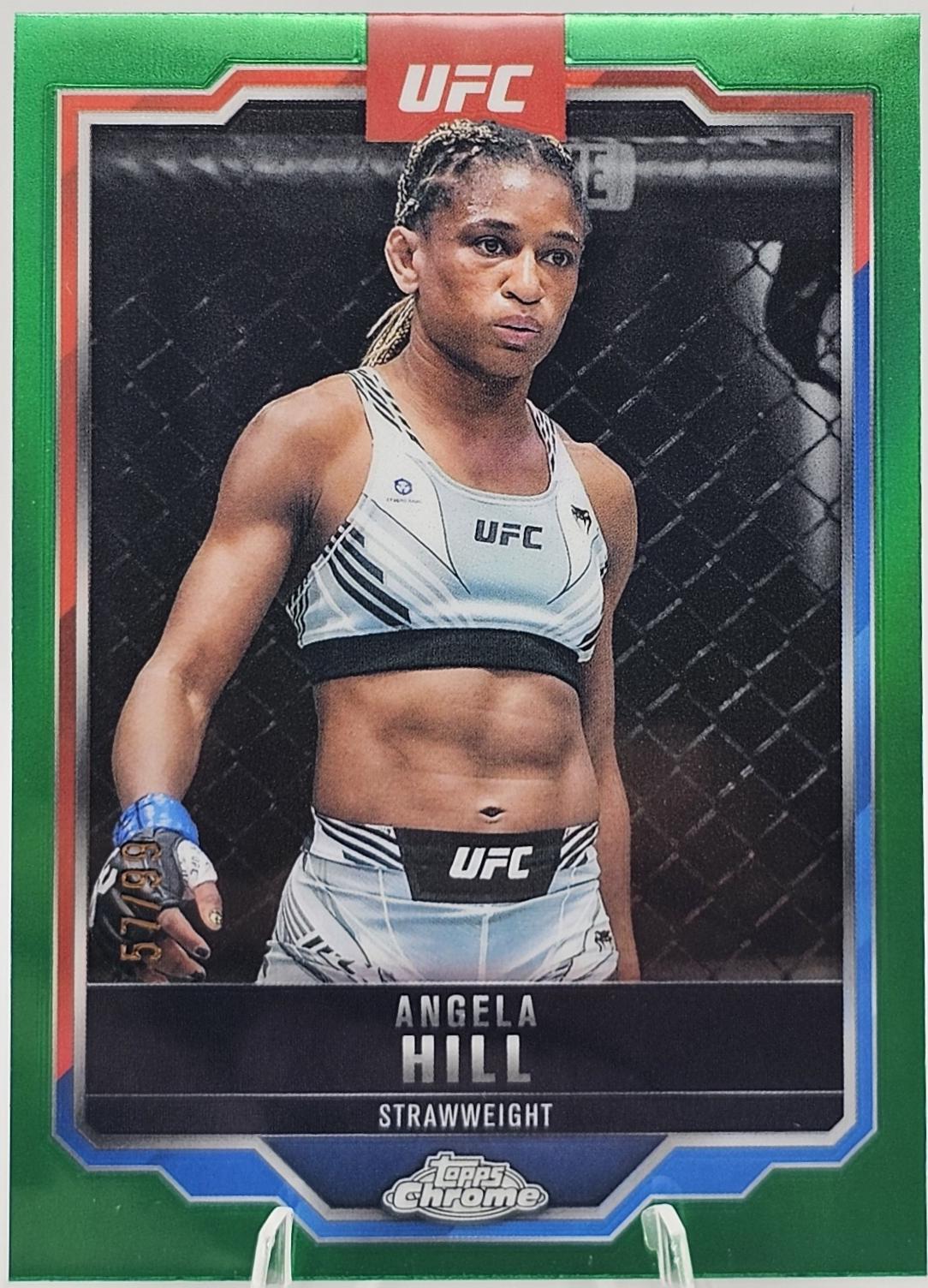 Angela Hill 2025 Topps Chrome UFC Base #124 Green Refractor