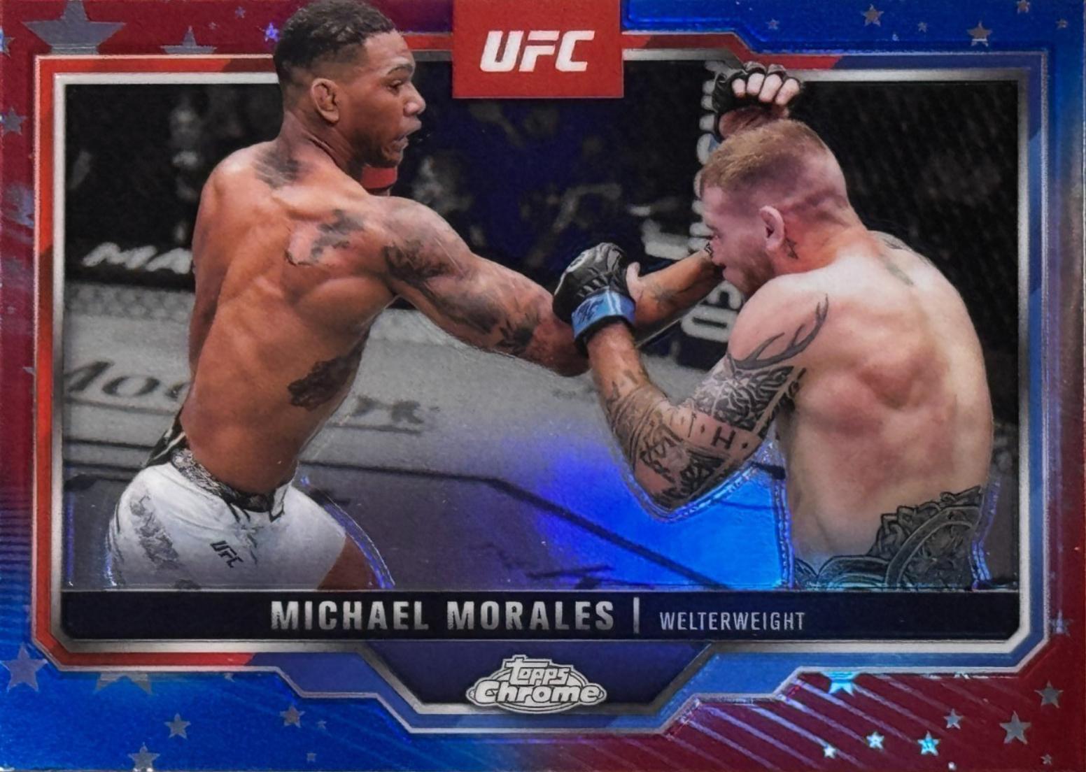 Michael Morales 2025 Topps Chrome UFC Base #127 Red & Blue Refractor