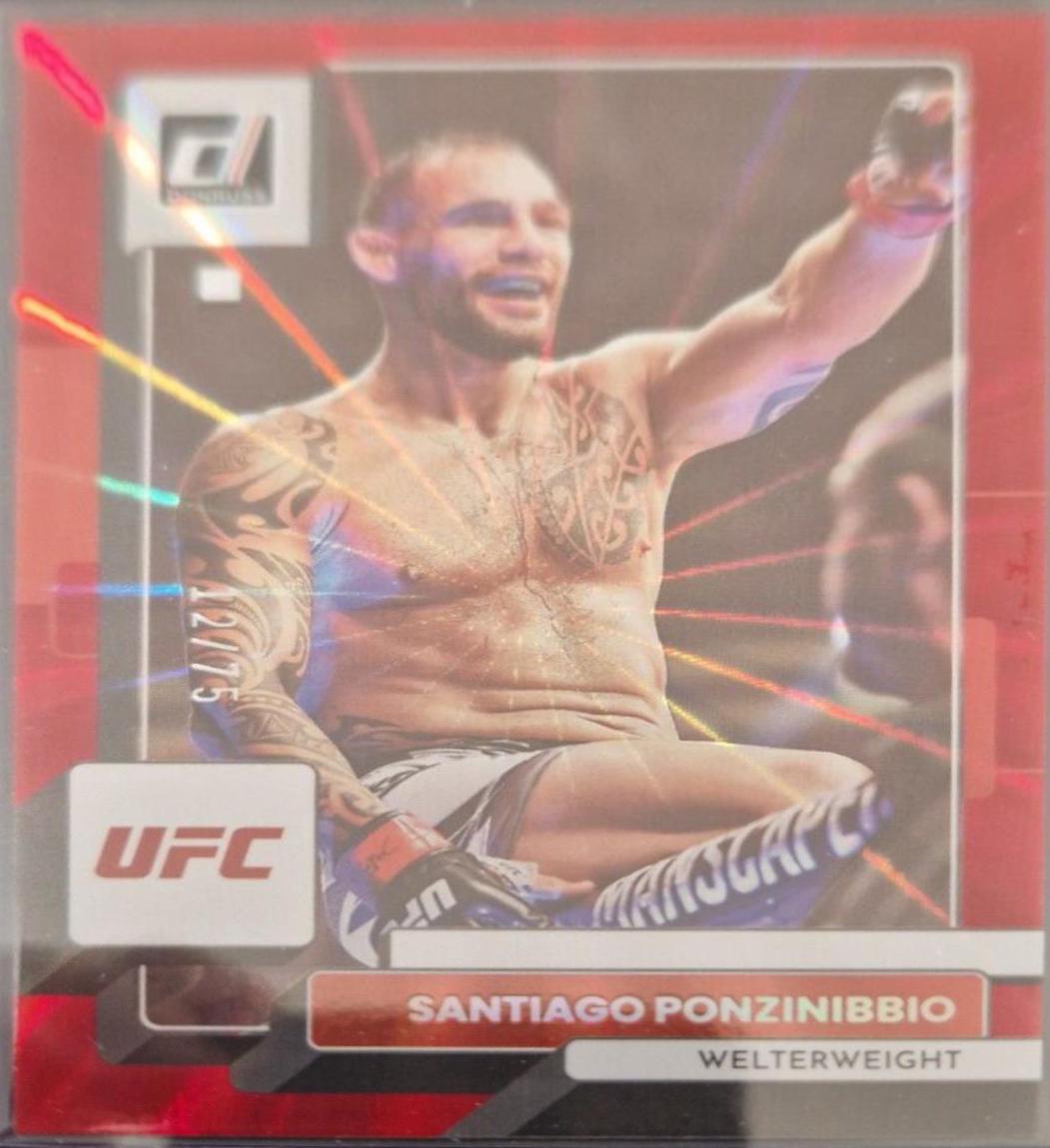 Santiago Ponzinibbio 2023 Panini Donruss UFC Base #39 Red Laser