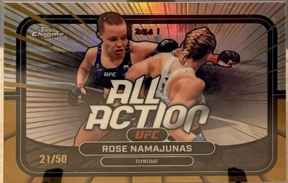 Rose Namajunas 2026 Topps Chrome UFC All-Action #AA-13 Gold Refractor