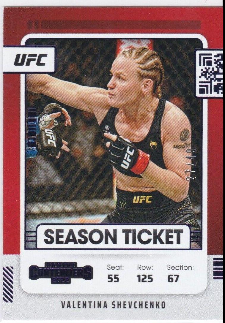 Valentina Shevchenko 2022 Panini Chronicles UFC Base Contenders Season Ticket #109 Purple