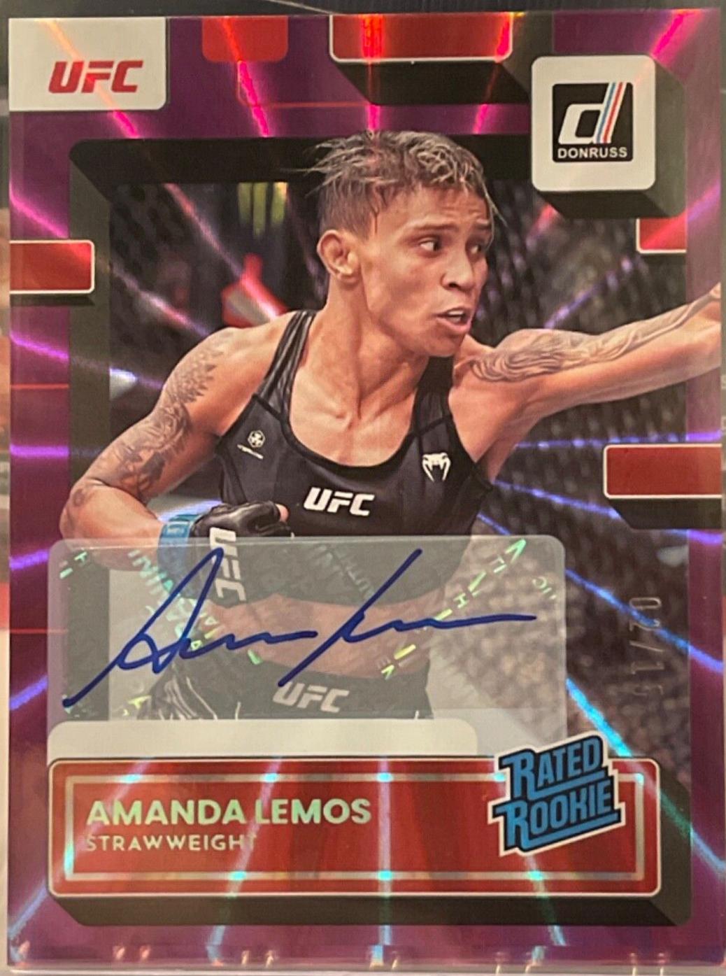 Amanda Lemos 2023 Panini Donruss UFC Rated Rookies Signatures #219 Purple Laser