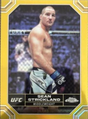 Sean Strickland 2024 Topps Chrome UFC Base #174 Gold Refractor