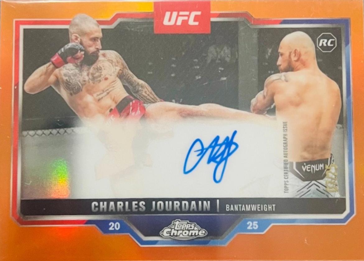 Charles Jourdain 2025 Topps Chrome UFC Chrome Rookie Autographs #CRA-CJ Orange Refractor