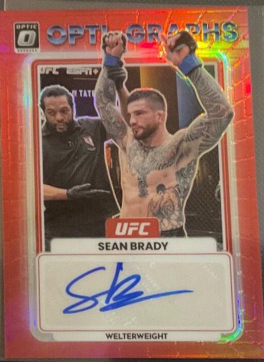 Sean Brady 2023 Panini Donruss Optic UFC Opti-Graphs #9 Red Autograph