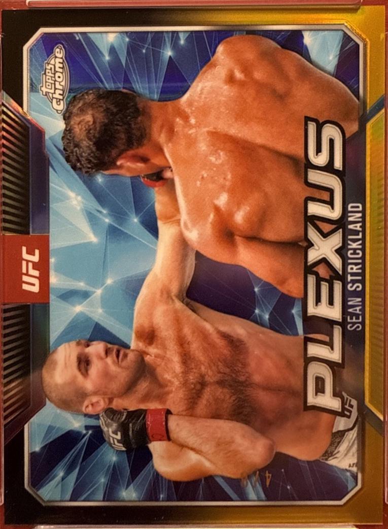 Sean Strickland 2025 Topps Chrome UFC Plexus #PLX-10 Black & Gold Refractor