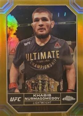 Khabib Nurmagomedov 2024 Topps Chrome UFC Base #112 Gold Refractor