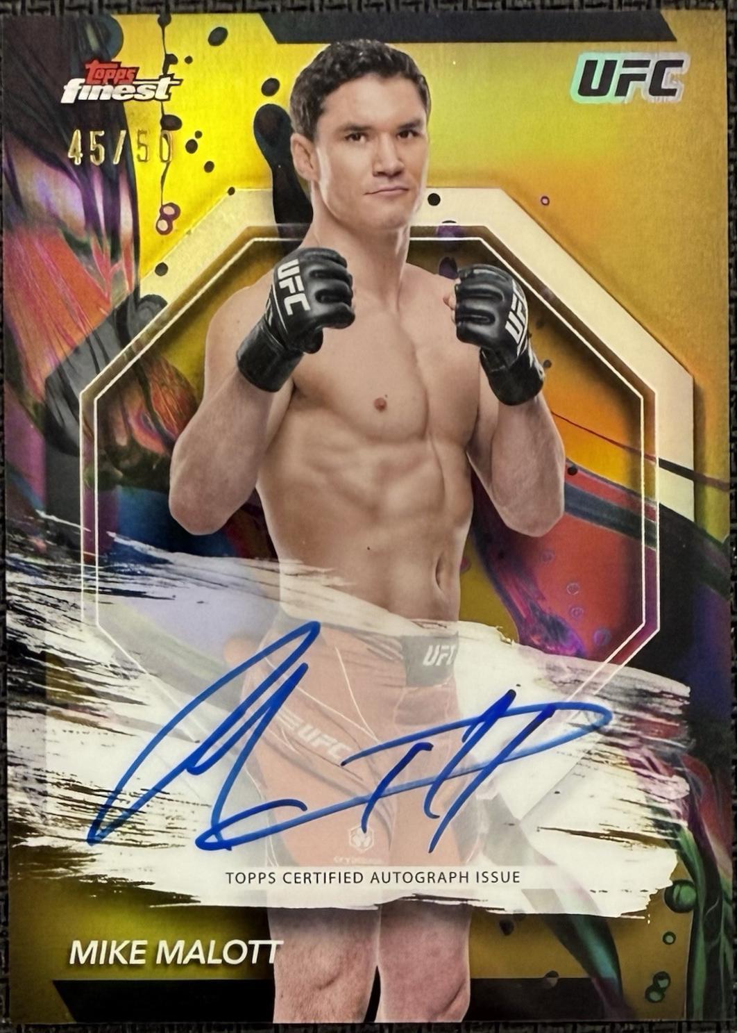 Mike Malott 2024 Topps Finest UFC Finest Autographs #FA-MMT Gold Refractor