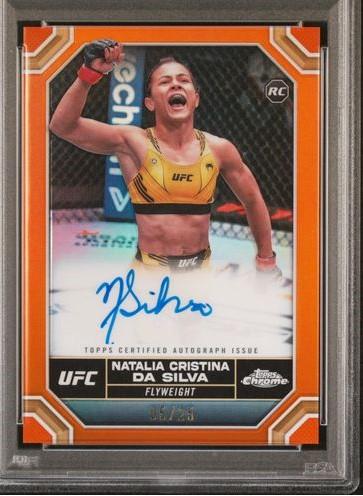Natalia Silva 2024 Topps Chrome UFC Chrome Rookie Autographs #CRA-NSI Orange Refractor