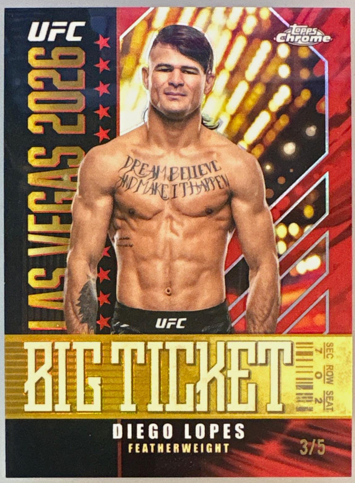 Diego Lopes 2026 Topps Chrome UFC Big Ticket #BT-24 Red