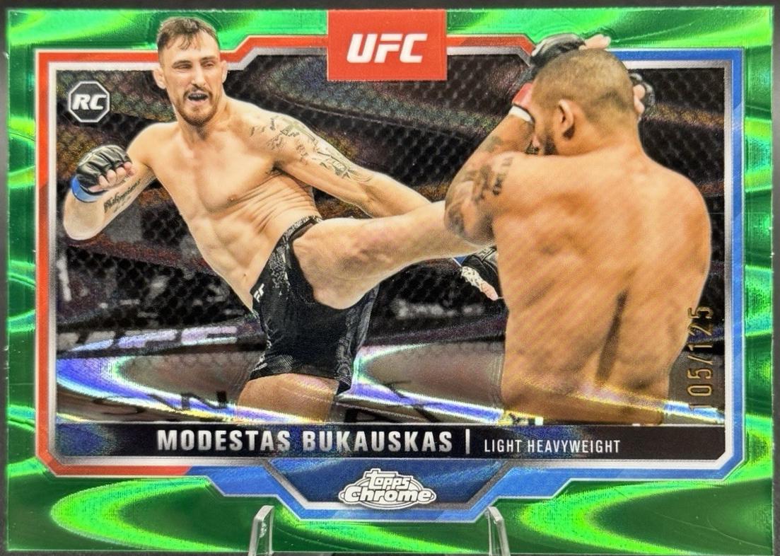 Modestas Bukauskas 2025 Topps Chrome UFC Base #8 Green Refractor