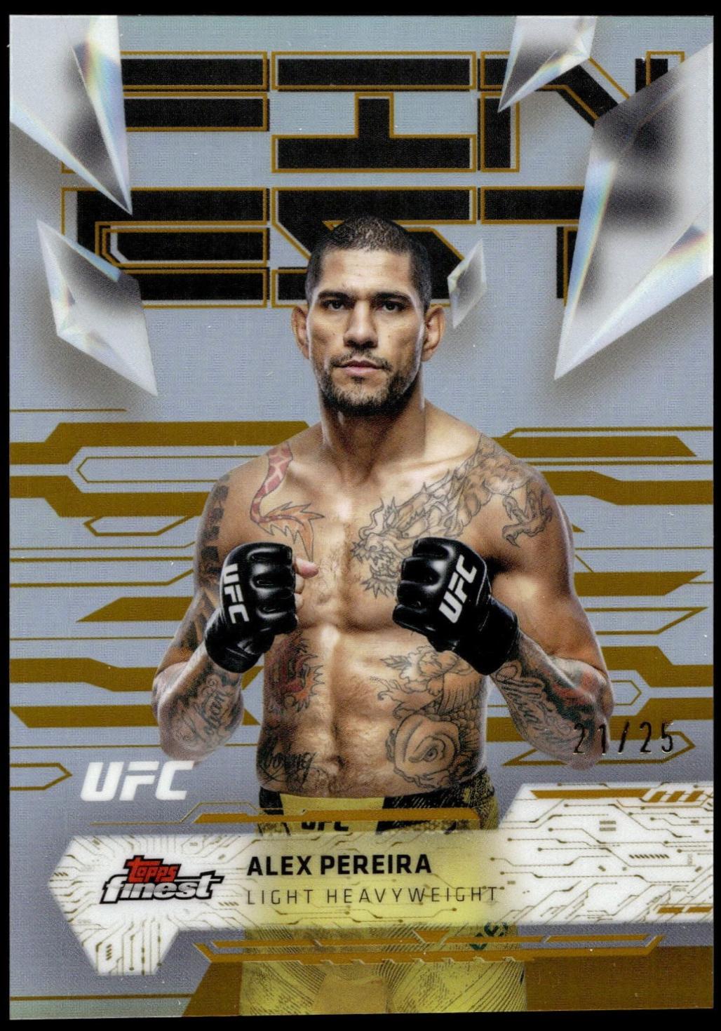 Alex Pereira 2025 Topps Finest UFC Base Uncommon #183 Gold Refractor
