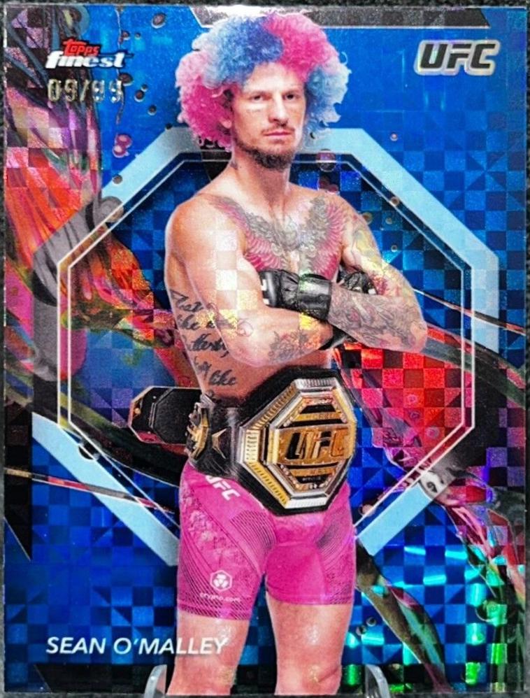 Sean O'Malley 2024 Topps Finest UFC Base Common #40 Blue Checkerboard Refractor