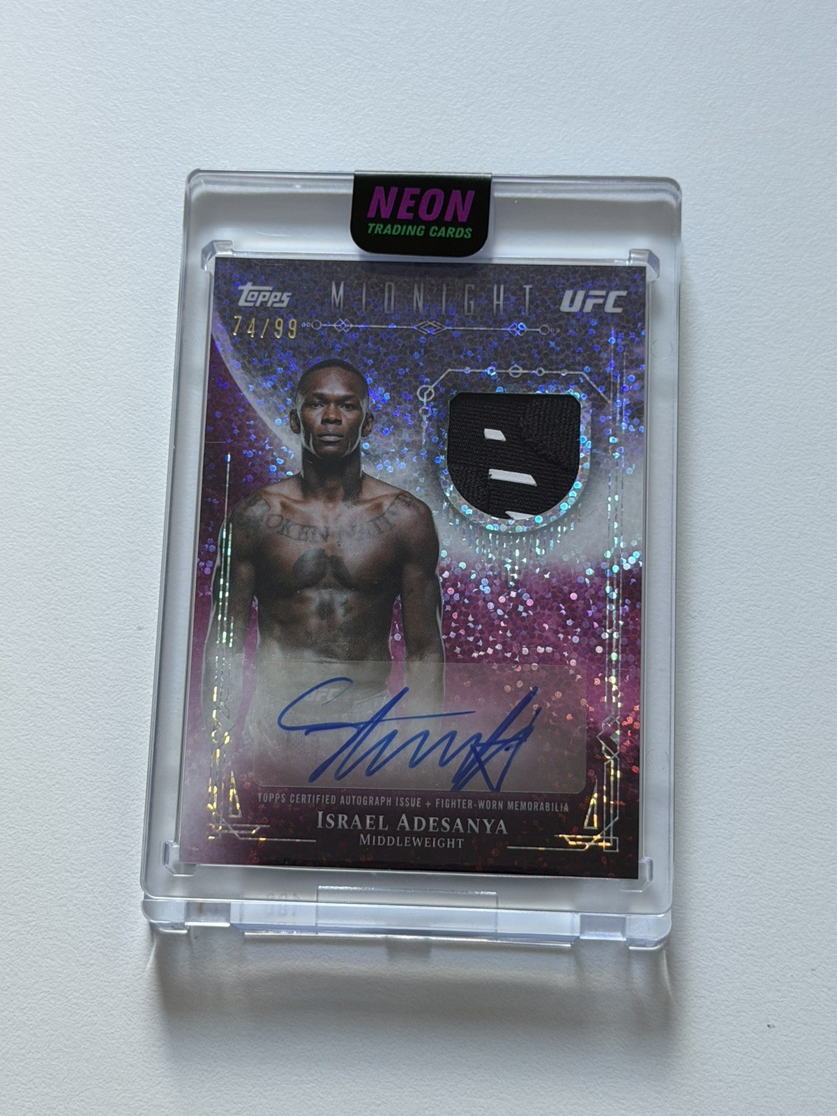 Israel Adesanya 2026 Topps Midnight UFC Relic Autographs #VRA-IA Twilight