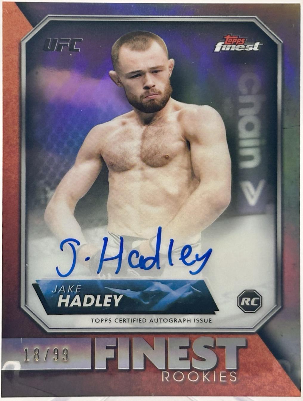Jake Hadley 2024 Topps Finest UFC Rookie Finest Autographs #RFA-JH Refractor