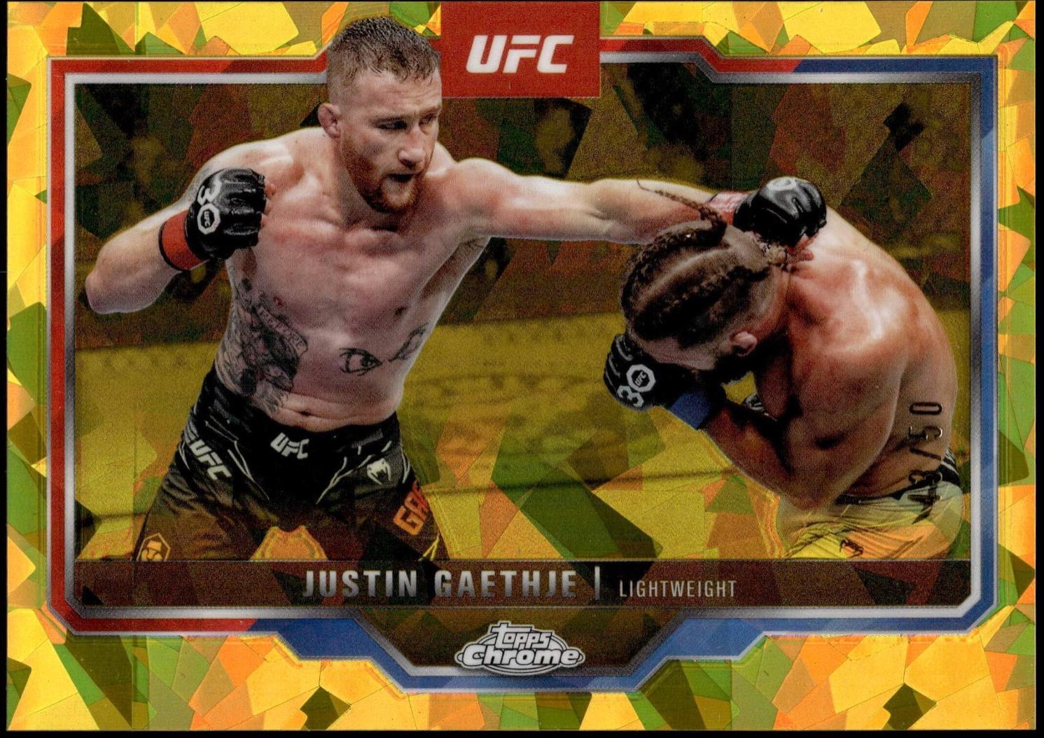 Justin Gaethje 2025 Topps Chrome Sapphire UFC Base Sapphire #138 Gold Sapphire