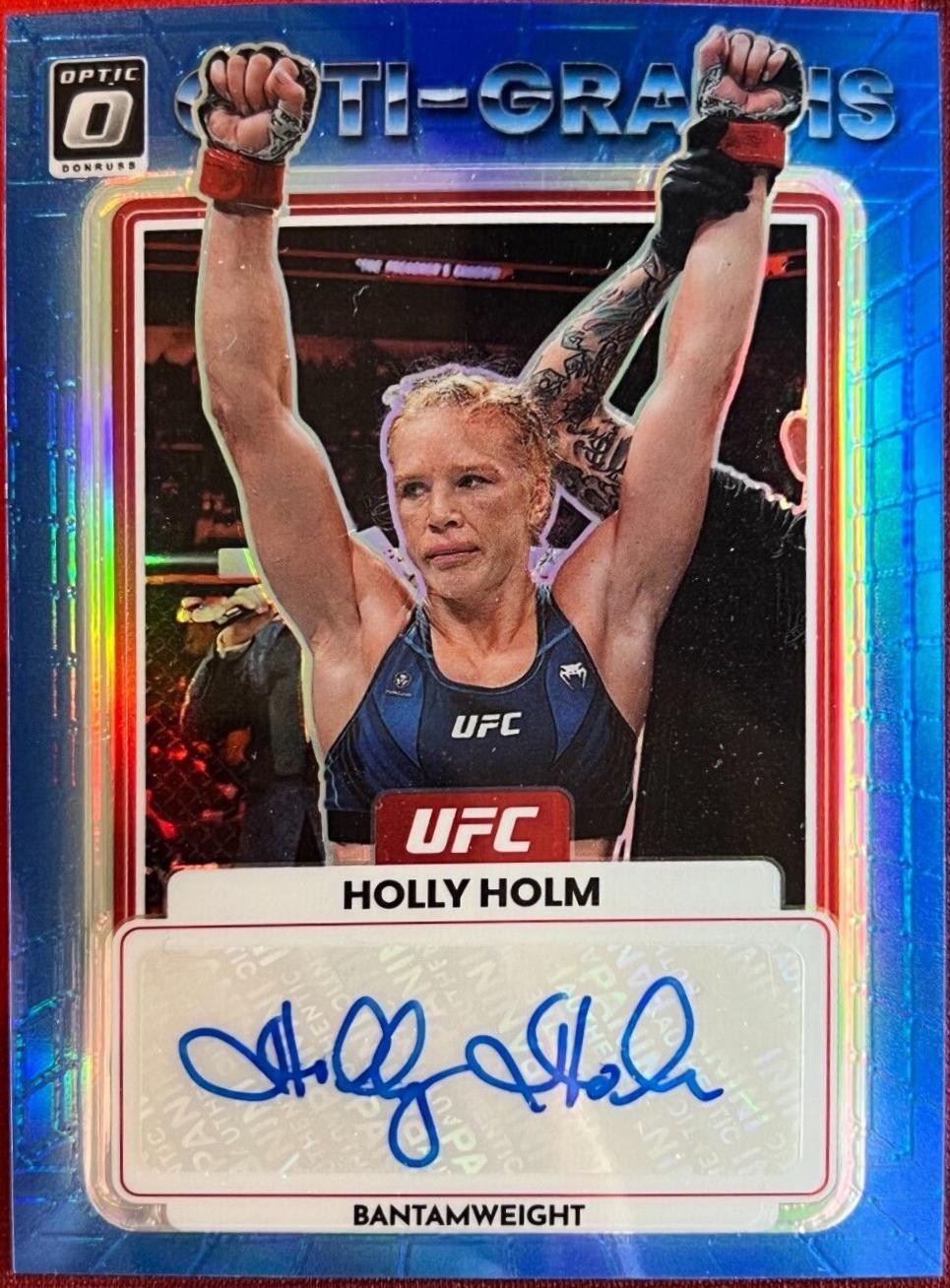Holly Holm 2023 Panini Donruss Optic UFC Opti-Graphs #40 Blue Autograph