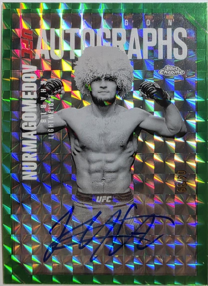 Khabib Nurmagomedov 2025 Topps Chrome UFC Octagon Legends Autographs #OLA-KN Geometric Green Refractor