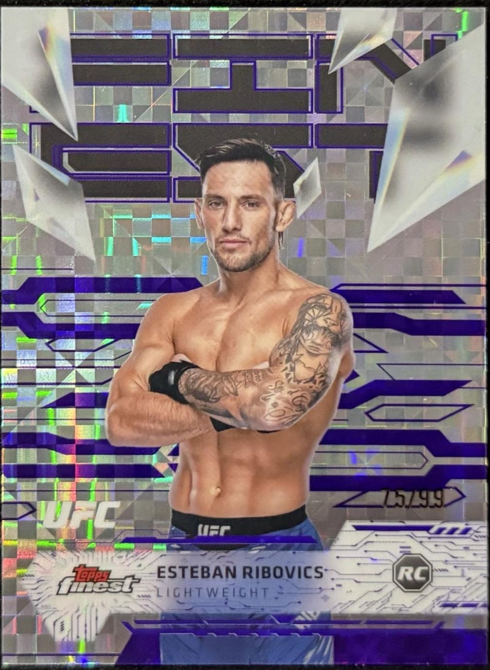 Esteban Ribovics 2025 Topps Finest UFC Base Uncommon #121 Purple Checkerboard Refractor