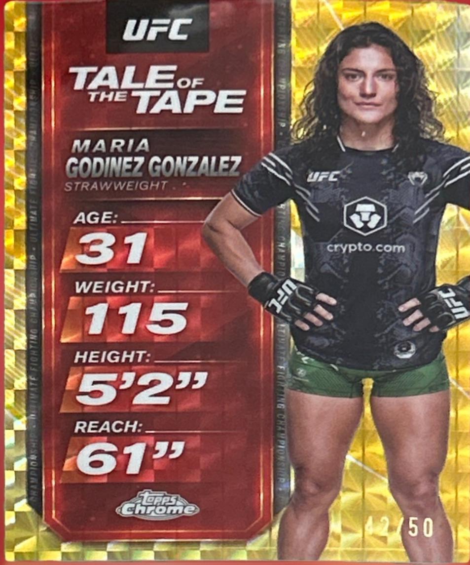 Maria Godinez Gonzalez 2025 Topps Chrome UFC Tale of the Tape #TTT-28 Geometric Gold Refractor