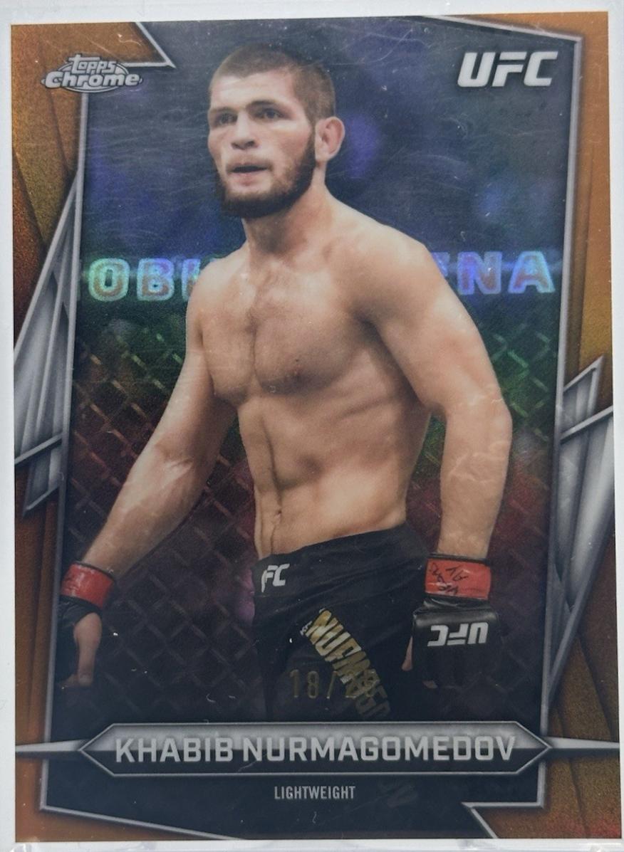 Khabib Nurmagomedov 2026 Topps Chrome UFC Base #140 Orange Refractor