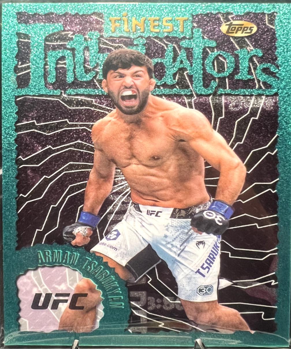 Arman Tsarukyan 2024 Topps Finest UFC Intimidators #INT-13 Aqua Glitter Refractor