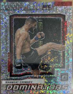 Khamzat Chimaev 2022 Panini Donruss Optic UFC Dominators #23 Gold Vinyl