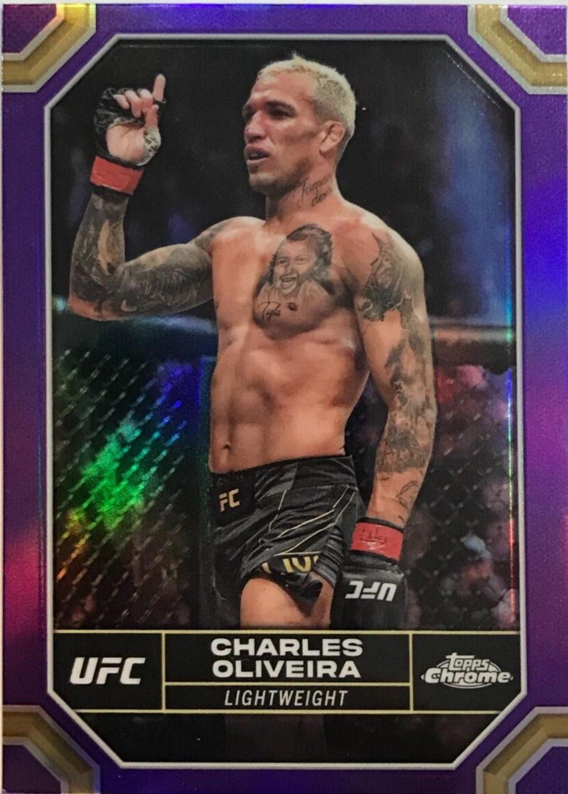 Charles Oliveira 2024 Topps Chrome UFC Base #42 Purple Refractor