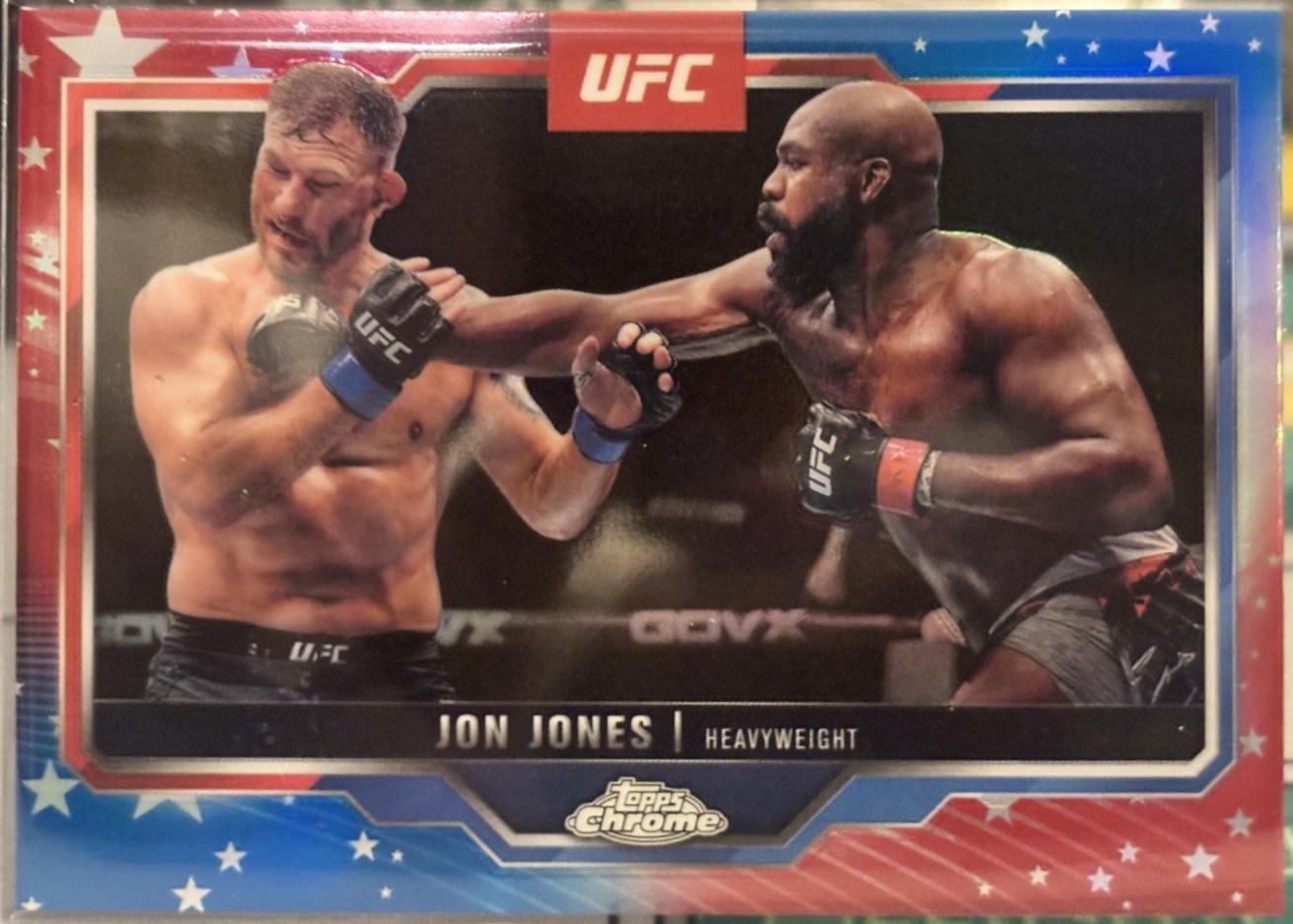 Jon Jones 2025 Topps Chrome UFC Base #83 Red & Blue Refractor