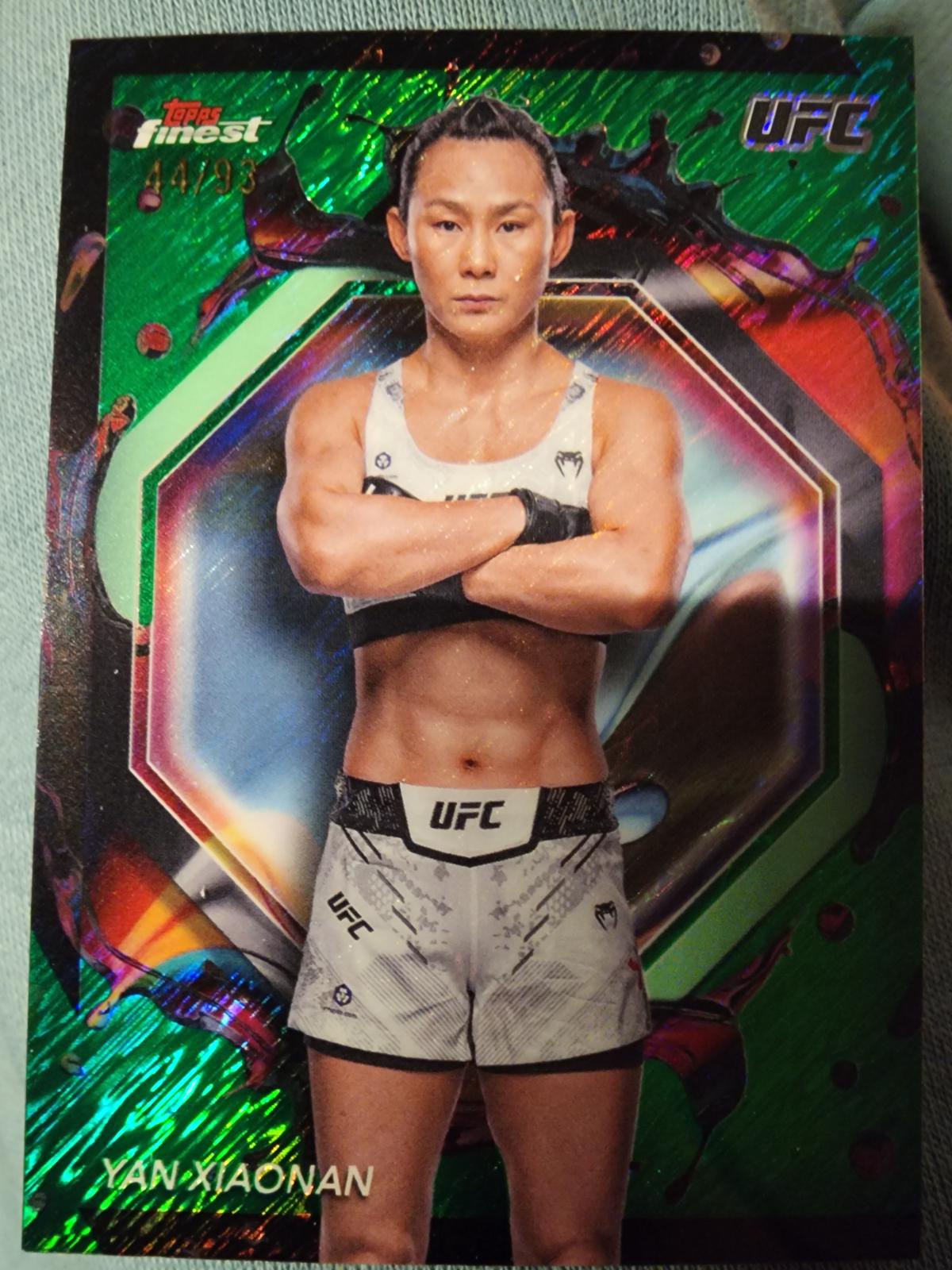 Yan Xiaonan 2024 Topps Finest UFC Base Rare #242 Green Shimmer Refractor