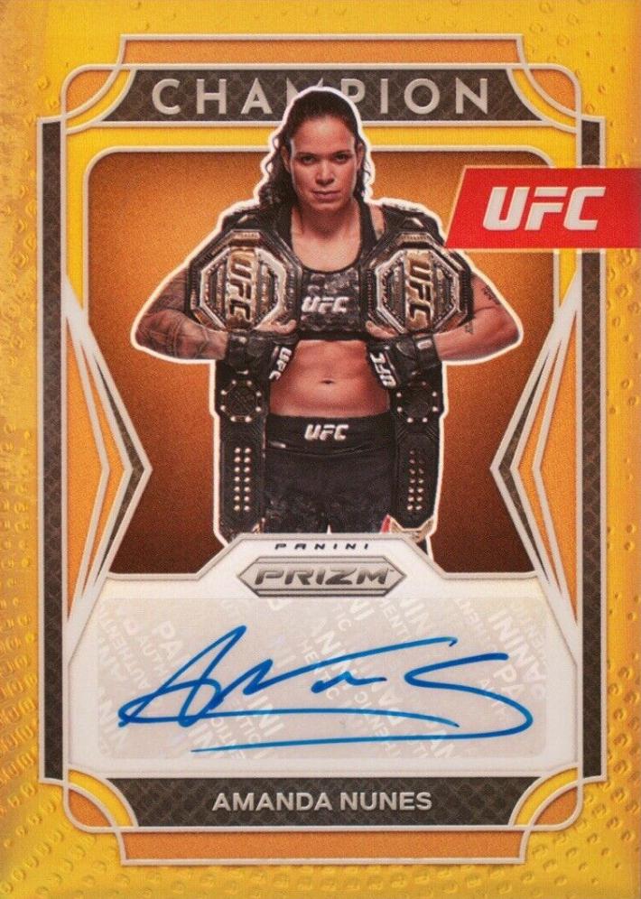 Amanda Nunes 2022 Panini Prizm UFC Champion Signatures #1 Gold