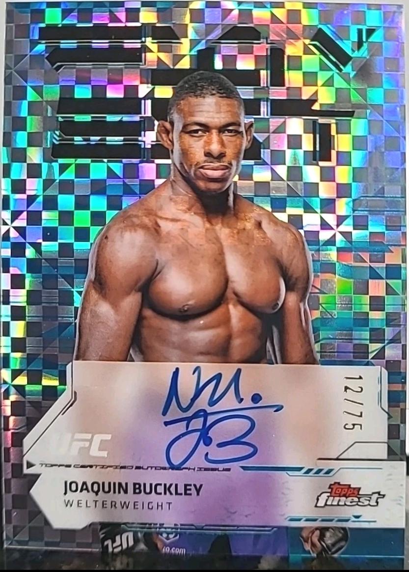Joaquin Buckley 2025 Topps Finest UFC Finest Autographs #FA-JB Blue Checkerboard Refractor