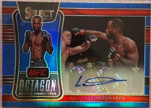 Leon Edwards 2022 Panini Select UFC Octagon Action Signatures #15 Blue