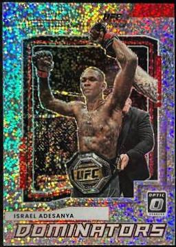 Israel Adesanya 2022 Panini Donruss Optic UFC Dominators #13 White Sparkle