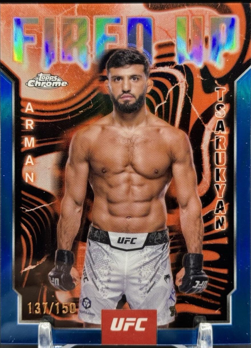 Arman Tsarukyan 2025 Topps Chrome UFC Fired Up #FUP-6 Blue Refractor
