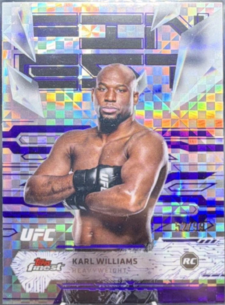 Karl Williams 2025 Topps Finest UFC Base Uncommon #153 Purple Checkerboard Refractor
