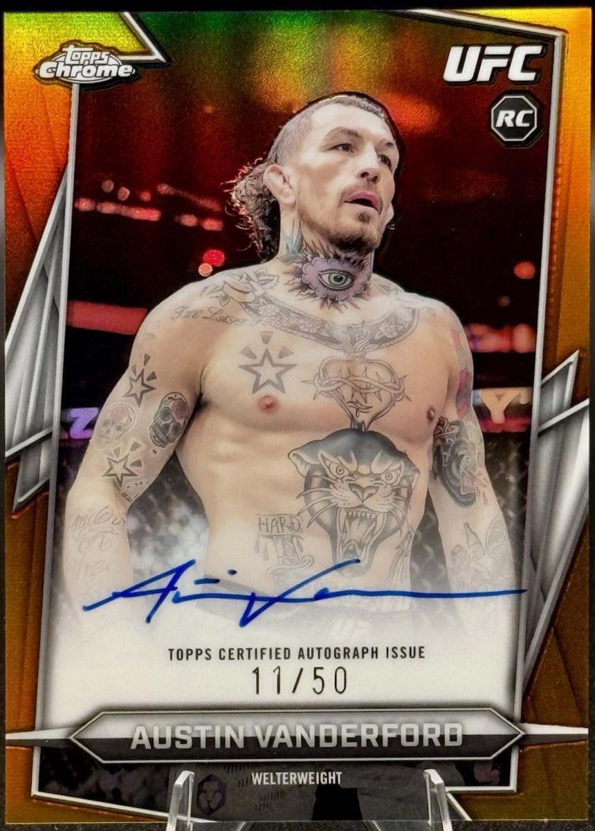 Austin Vanderford 2026 Topps Chrome UFC Base Autographs #BAV-AU Gold Refractor