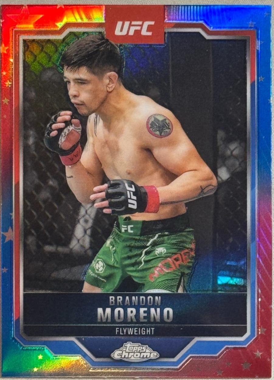 Brandon Moreno 2025 Topps Chrome UFC Base #46 Red & Blue Refractor