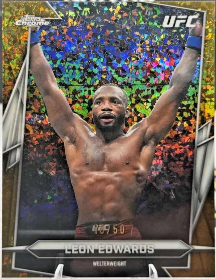 Leon Edwards 2026 Topps Chrome UFC Base #6 Gold Mini Diamonds Refractor