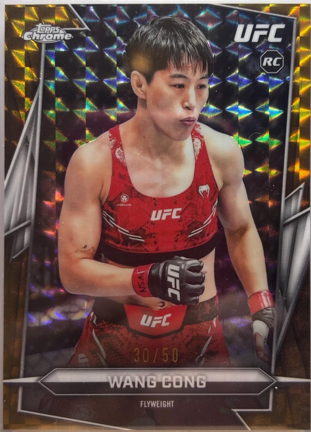 Wang Cong 2026 Topps Chrome UFC Base #13 Gold Geometric Refractor