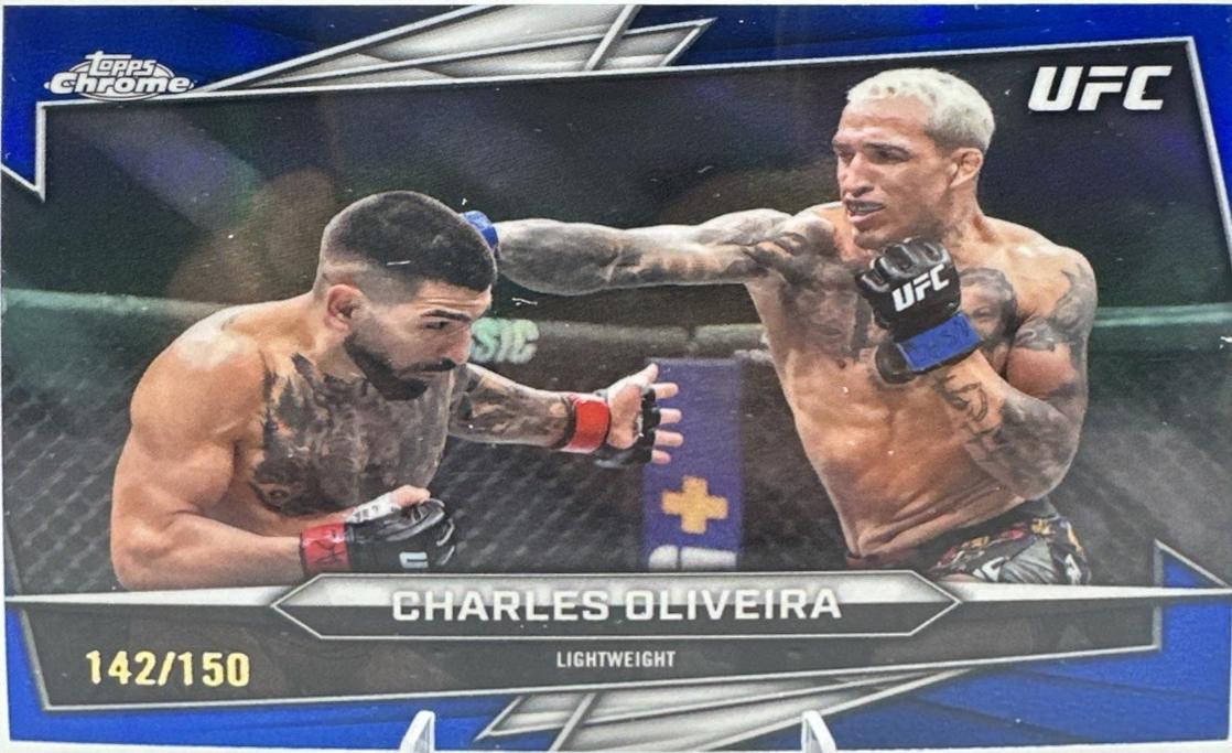 Charles Oliveira 2026 Topps Chrome UFC Base #150 Blue Refractor