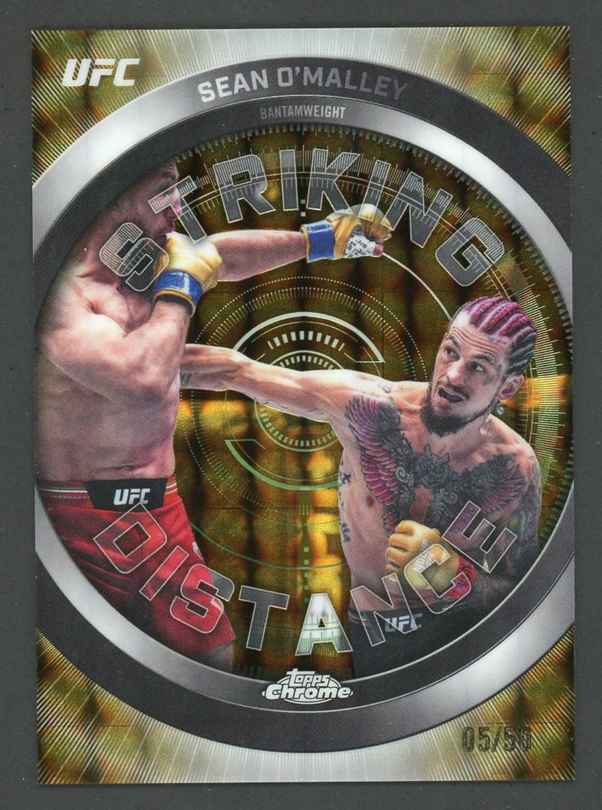 Sean O'Malley 2026 Topps Chrome UFC Striking Distance #SD-22 Gold Geometric Refractor