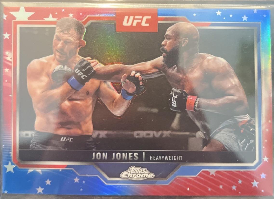 Jon Jones 2025 Topps Chrome UFC Base #83 Red White Blue Refractor